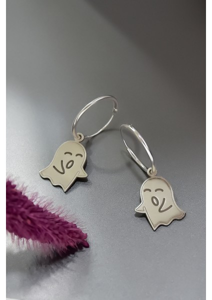 925 Ayar Gümüş Rodyum Kaplam Casper, Sevimli Hayalet Halka Küpe modelleri