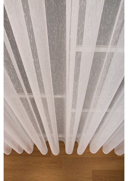 Taç Şantuk Kullanıma Hazır 1/2 Seyrek Pile Tül Perde Tek Kanat - Ekru 100 x 260 cm
