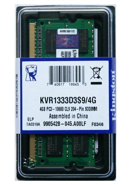 Valueram 4gb 1333MHZ Ddr3 Notebook Ram (KVR1333D3S9/4G)