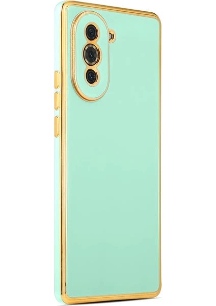 Huawei Nova 10 Kılıf Kenarı Gold Renkli Silikon Bark Kapak Kapak