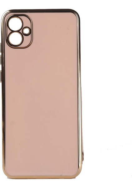 Galaxy A04E Kılıf Kenarı Gold Renkli Silikon Bark Kapak Kapak