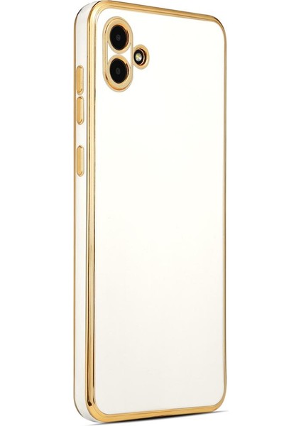 Galaxy A04 Kılıf Kenarı Gold Renkli Silikon Bark Kapak Kapak