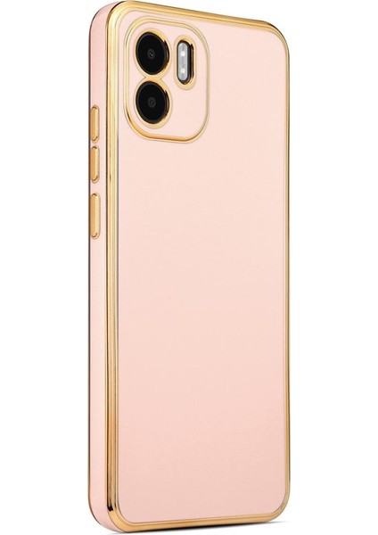 Xiaomi Redmi A1 Kılıf Kenarı Gold Renkli Silikon Bark Kapak Kapak
