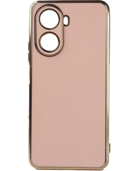 Huawei Nova 10 Se Kılıf Kenarı Gold Renkli Silikon Bark Kapak Kapak