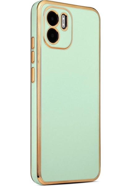Xiaomi Redmi A1 Kılıf Kenarı Gold Renkli Silikon Bark Kapak Kapak