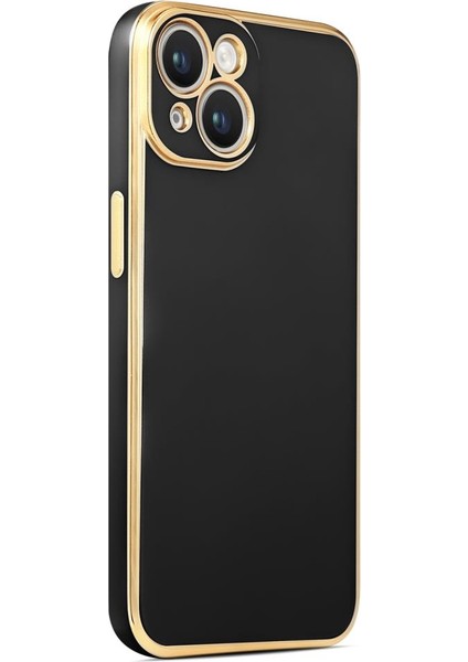 Apple iPhone 14 Kılıf Kenarı Gold Renkli Silikon Bark Kapak Kapak