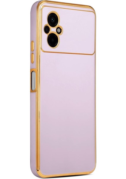 Xiaomi Poco M5 Kılıf Kenarı Gold Renkli Silikon Bark Kapak Kapak