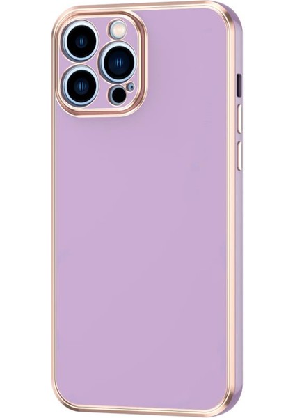 Apple iPhone 14 Pro Max Kılıf Kenarı Gold Renkli Silikon Bark Kapak Kapak