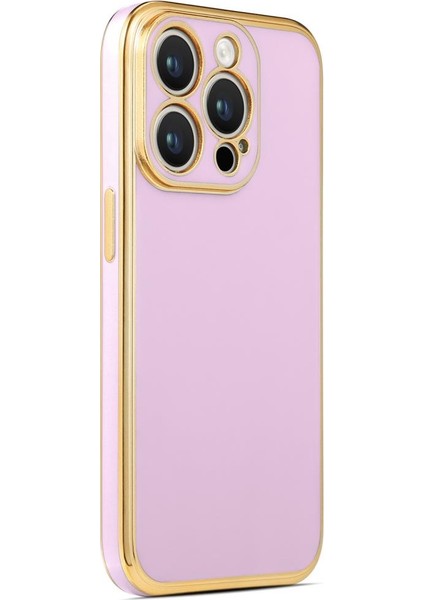 Apple iPhone 14 Pro Max Kılıf Kenarı Gold Renkli Silikon Bark Kapak Kapak