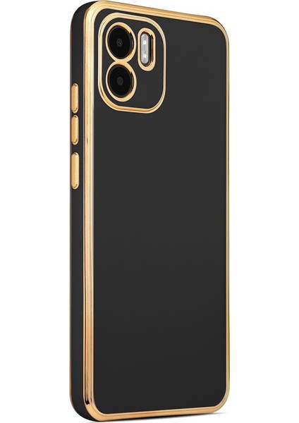 Xiaomi Redmi A1 Kılıf Kenarı Gold Renkli Silikon Bark Kapak Kapak