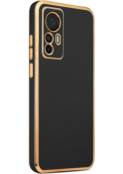 Xiaomi Mi 12T Kılıf Kenarı Gold Renkli Silikon Bark Kapak Kapak