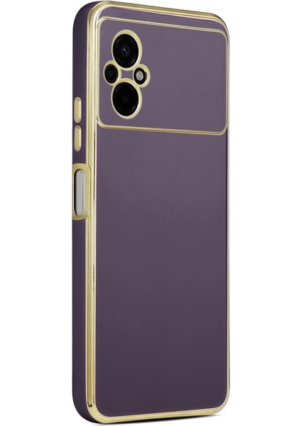 Xiaomi Poco M5 Kılıf Kenarı Gold Renkli Silikon Bark Kapak Kapak