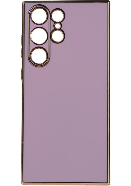Samsung Galaxy S23 Ultra Kılıf Kenarı Gold Renkli Silikon Bark Kapak