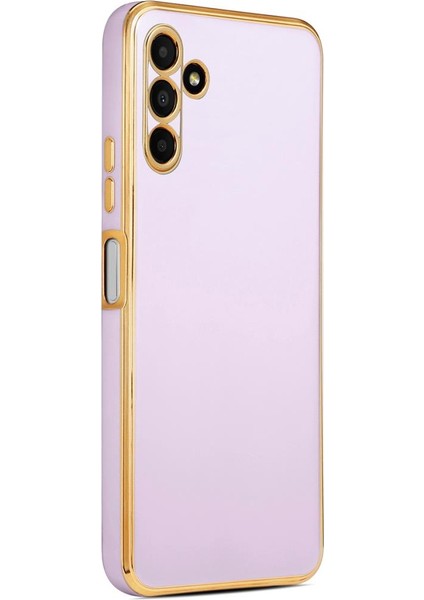 Galaxy A04S Kılıf Kenarı Gold Renkli Silikon Bark Kapak Kapak