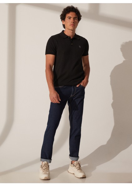 Normal Bel Normal Paça Straight Koyu Mavi Erkek Denim Pantolon Letta-K
