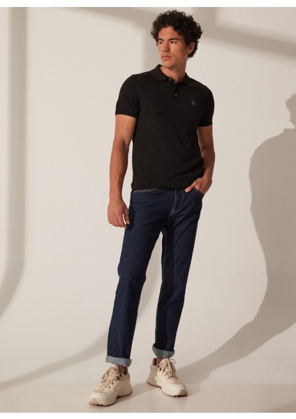 Normal Bel Normal Paça Straight Koyu Mavi Erkek Denim Pantolon Letta-K