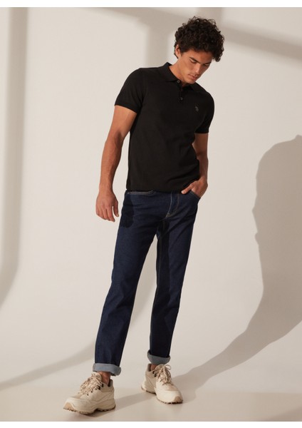 Normal Bel Normal Paça Straight Koyu Mavi Erkek Denim Pantolon Letta-K