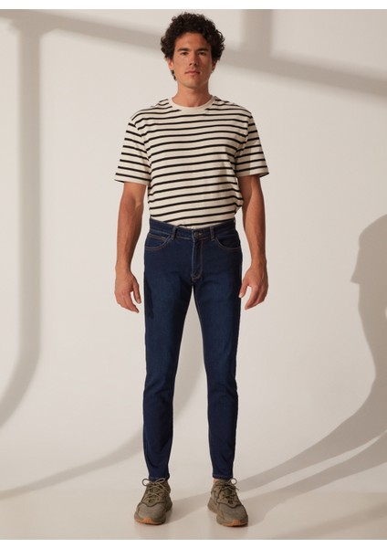 Normal Bel Dar Paça Koyu Mavi Erkek Pantolon TC5002