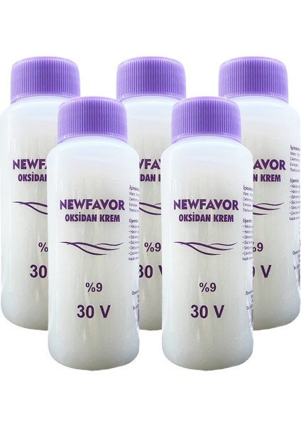 New Favor 5 Adet Oksidan Krem Saç Boya Sıvısı 9'Luk 30 Volüme 60 Ml