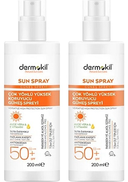 Çok Yönlü Yüksek Koruyucu Güneş Spreyi 50SPF 200 ml x 2 Adet