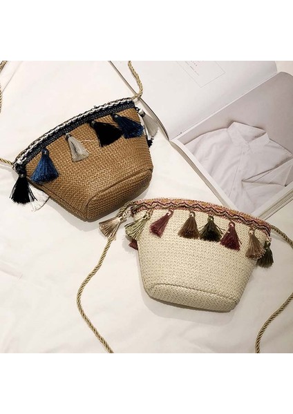 1 Adet Kadın Omuz Crossbody Çanta Püskül Hasır Fermuar Cep Telefonu Para Için (Yurt Dışından) indirimleri