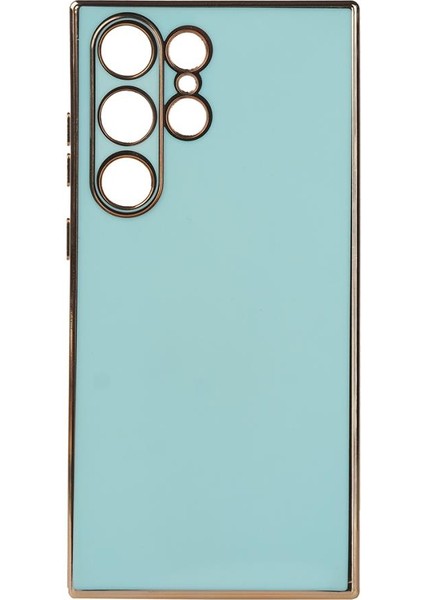 Samsung Galaxy S23 Ultra Kılıf Kenarı Gold Renkli Silikon Bark Kapak