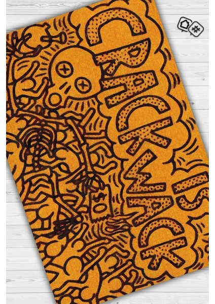 Çatlak Dokuma Tabanlı Yıkanabilir Dekoratif Graffiti Halısı