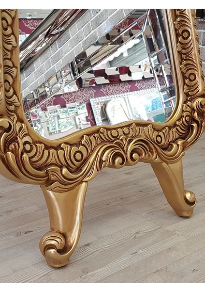 Bihter Model Altın Renk Dekoratif Ayaklı Boy Aynası