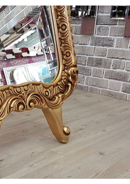 Bihter Model Altın Renk Dekoratif Ayaklı Boy Aynası