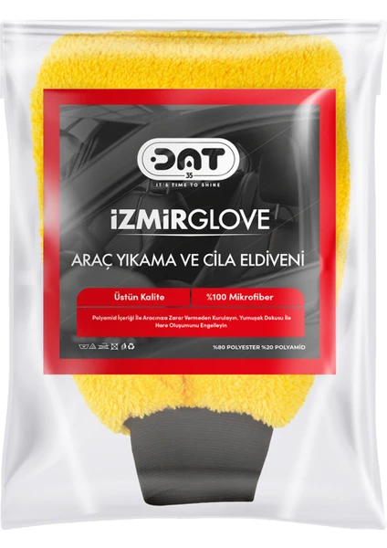 Izmirglove Sarı Mikrofiber Oto Yıkama ve Araç Pasta Cila Eldiveni Araba Temizlik Bezi