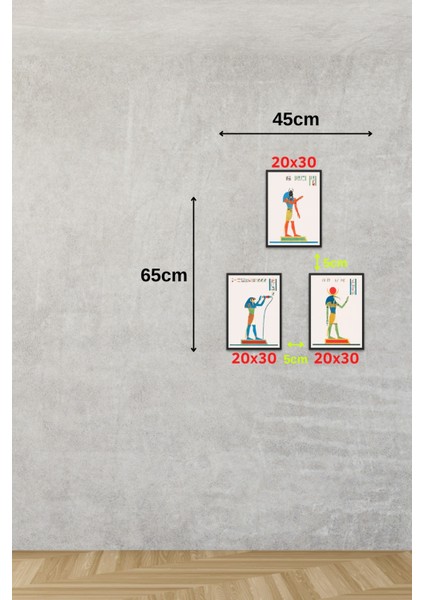 Dekoratif Mısır Tabloları 3'lü Set & Modern Set Çerçeveli Mısır Tabloları MAKNKM1