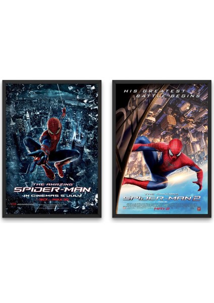 The Amazing Spider-Man 1 ve 2, 2'li Set Çerçeveli Duvar Tabloları, Marvel, Dizi Film K.