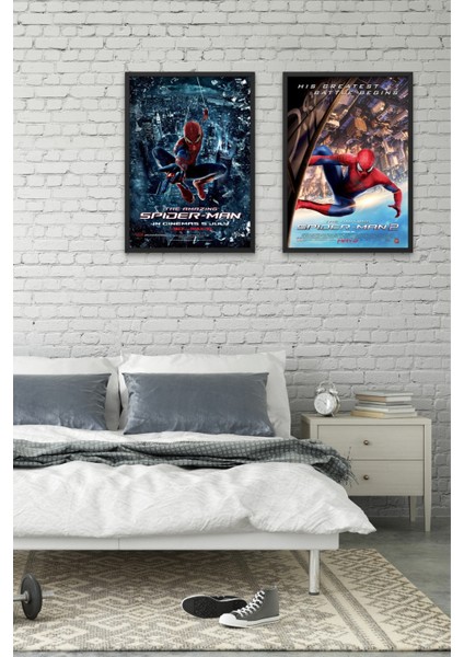 The Amazing Spider-Man 1 ve 2, 2'li Set Çerçeveli Duvar Tabloları, Marvel, Dizi Film K.