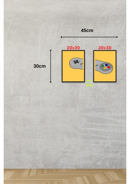 Çerçeveli 2'li Set Oyuncu Tabloları & Retro Nintendo Tablo Set GKNKM1