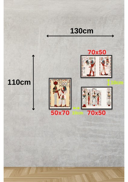 Dekoratif Mısır Tabloları 3'lü Set & Setli Çerçeveli Dekoratif Tablolar MAKNKM1