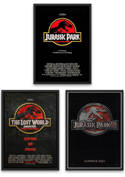 3'lü Set Jurassic Park Tabloları & Setli Çerçeveli Jurassic Park Tabloları DFKNKM1