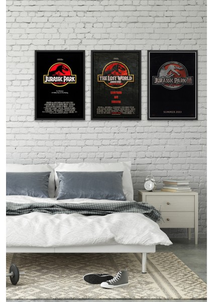 3'lü Set Jurassic Park Tabloları & Setli Çerçeveli Jurassic Park Tabloları DFKNKM1