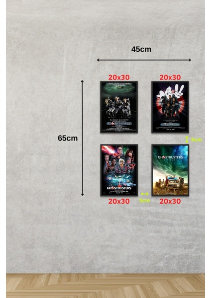 4'lü Set Ghostbusters Tabloları & Setli Çerçeveli Hayalet Avcıları Tabloları DFKNKM1