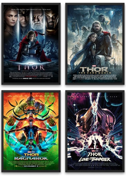 Thor Serisi, 4'lü Set Çerçeveli Duvar Tabloları, Marvel, Dizi Film K.