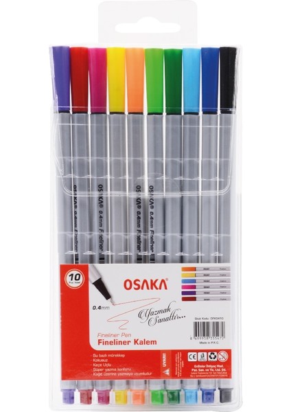 Fineliner Pen Renkli Keçeli Kalem Set 0.4 mm 10'lu