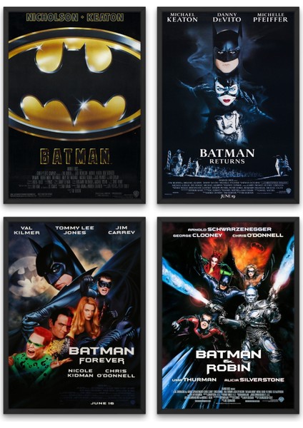 Çerçeveli 4lü Set Batman Tabloları & Setli Batman Afişleri Tabloları DCKNKM1