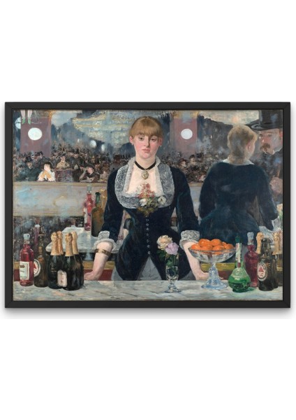 Folies-Bergere'de Bir Bar Tablo & Edouard Manet Tablo, Çerçeveli Ünlü Ressam Tablosu STKNKM1