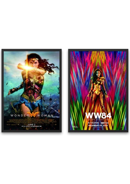 Çerçeveli 2li Set Wonder Woman Tabloları & Setli Wonder Woman Afişleri Tabloları DCKNKM1