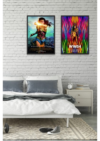 Çerçeveli 2li Set Wonder Woman Tabloları & Setli Wonder Woman Afişleri Tabloları DCKNKM1