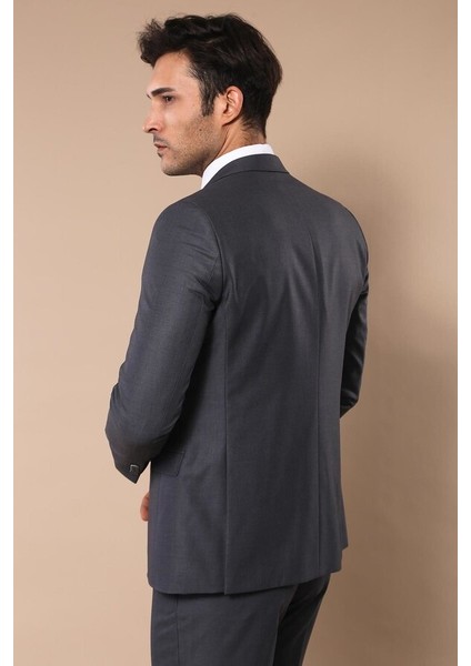 Düz Slim Fit Yelekli Füme Takım Elbise Wessi indirimleri