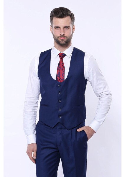 Düz Lacivert Yelekli Takım Elbise Wessi fırsatları