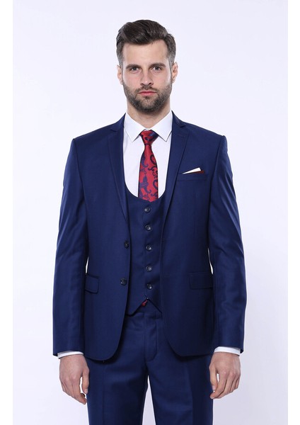 Düz Lacivert Yelekli Takım Elbise Wessi indirimleri