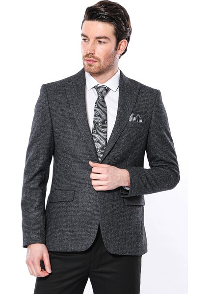 Sivri Yaka Tek Düğme Füme Slim Fit Ceket Wessi fırsatları