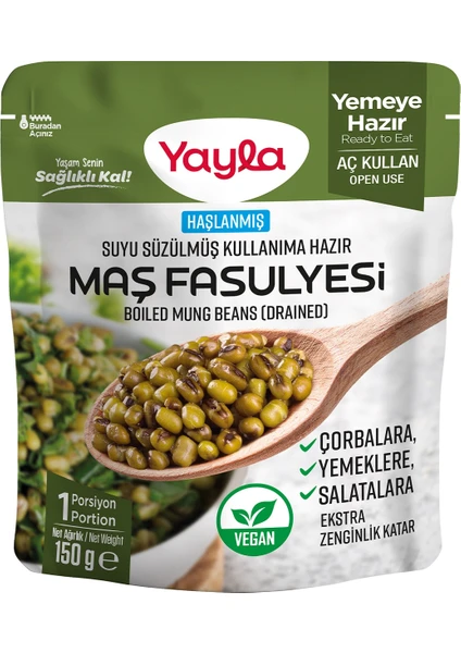 Haşlanmış Suyu Süzülmüş Maş Fasulyesi 150 g