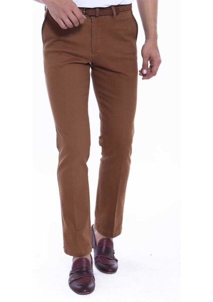 Cebi Puntolu Pamuk Pantolon Taba-01